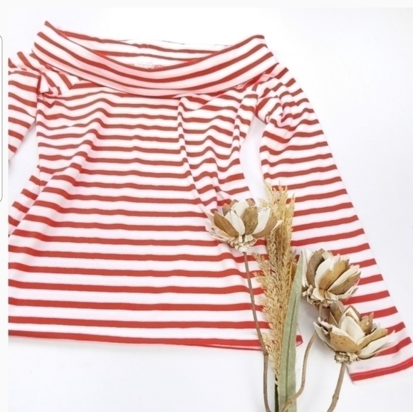 J Crew Red Stripe Cowl Off Shoulder Top S - Picture 5 of 8